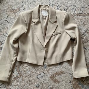 Avec Les Filles Tan Cropped Blazer
